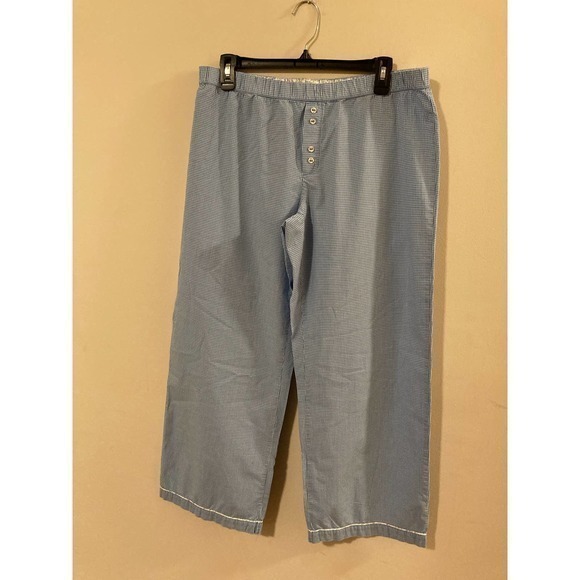 Women’s Gap Gingham Blue White Sleep Pants M Cotton Cottagecore‎ - Picture 1 of 9